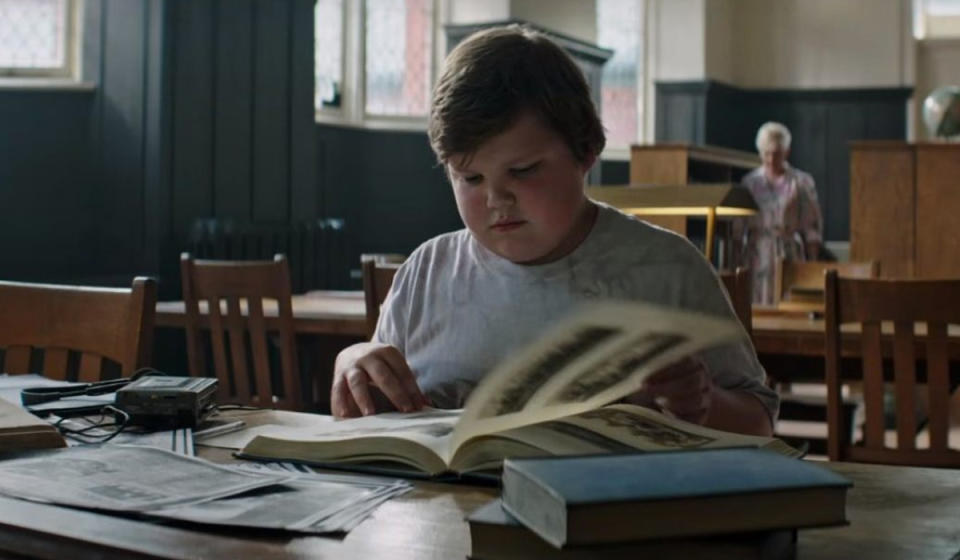 Ben researches the horrifying history of Derry in the new It – Credit: New Line