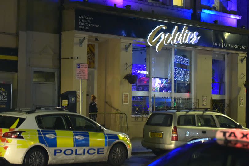 Police outside Goldies Bar after the incident -Credit:Terry Blackburn Photography