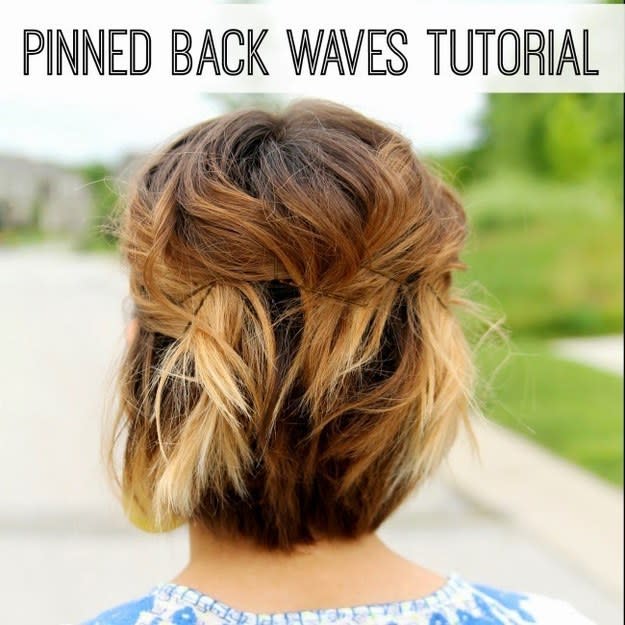 <p>This wavy look shows that short hair still has options.</p><p>Get the tutorial in full <a href="http://www.onelittlemomma.com/2014/07/short-hair-tutorial-pinned-back-waves.html" rel="nofollow noopener" target="_blank" data-ylk="slk:here.;elm:context_link;itc:0;sec:content-canvas" class="link ">here.</a></p>