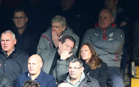 Wenger in the stands at Stamford Bridge - Credit: Getty Images