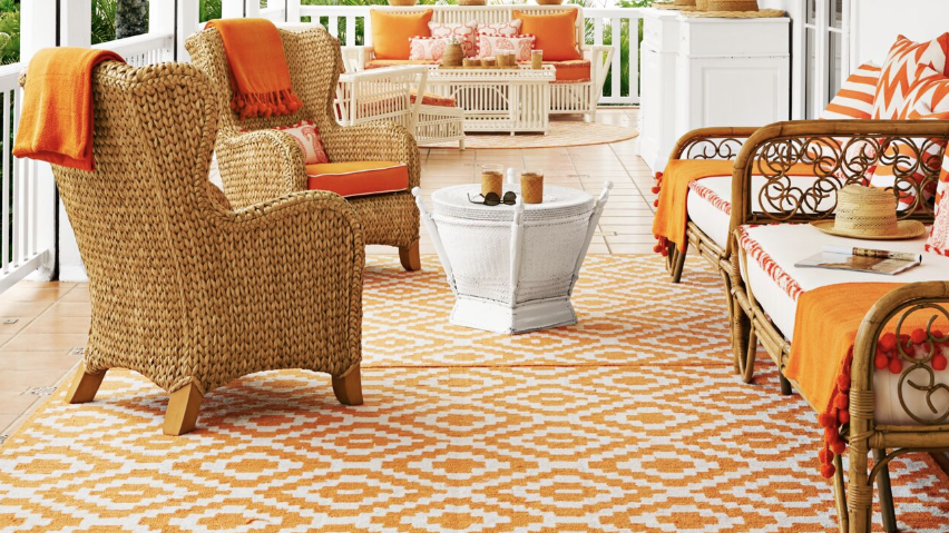 orange fall porch decor