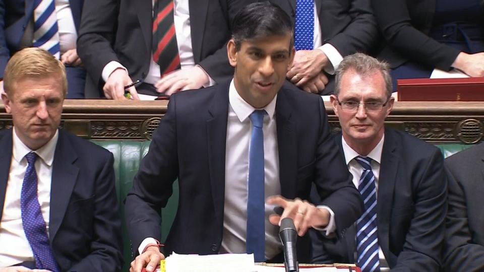 Rishi Sunak speaks during Prime Minister's Questions on Wednesday (House of Commons/UK Parliament/PA Wire)