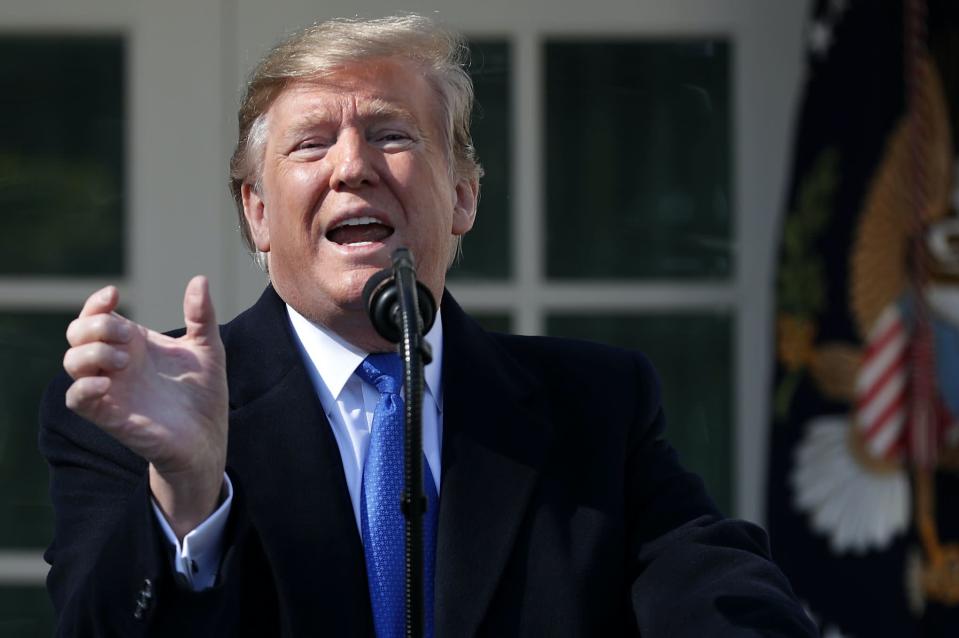 U.S. President Donald Trump speaks on border security during a Rose Garden event at the White House February 15, 2019 in Washington, DC. (Photo: Chip Somodevilla/Getty Images)