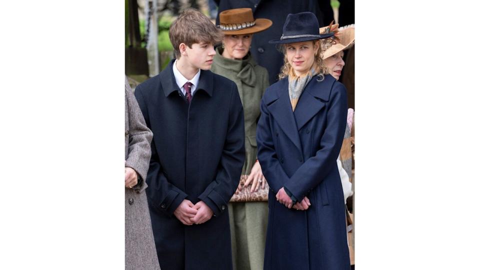  James, Earl of Wessex and Lady Louise Windsor attend the Christmas Day service at St Mary Magdalene Church on December 25, 2023 in Sandringham, Norfolk.