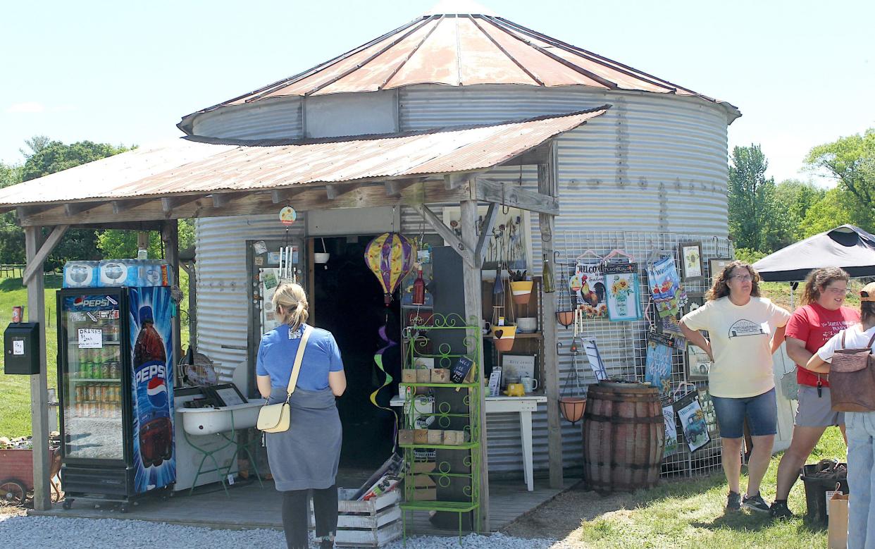 This repurposed grain bin was turned into a vendor display area for this year's Sunflower Market that was Friday, May 10, and Saturday, May 11, 2024.