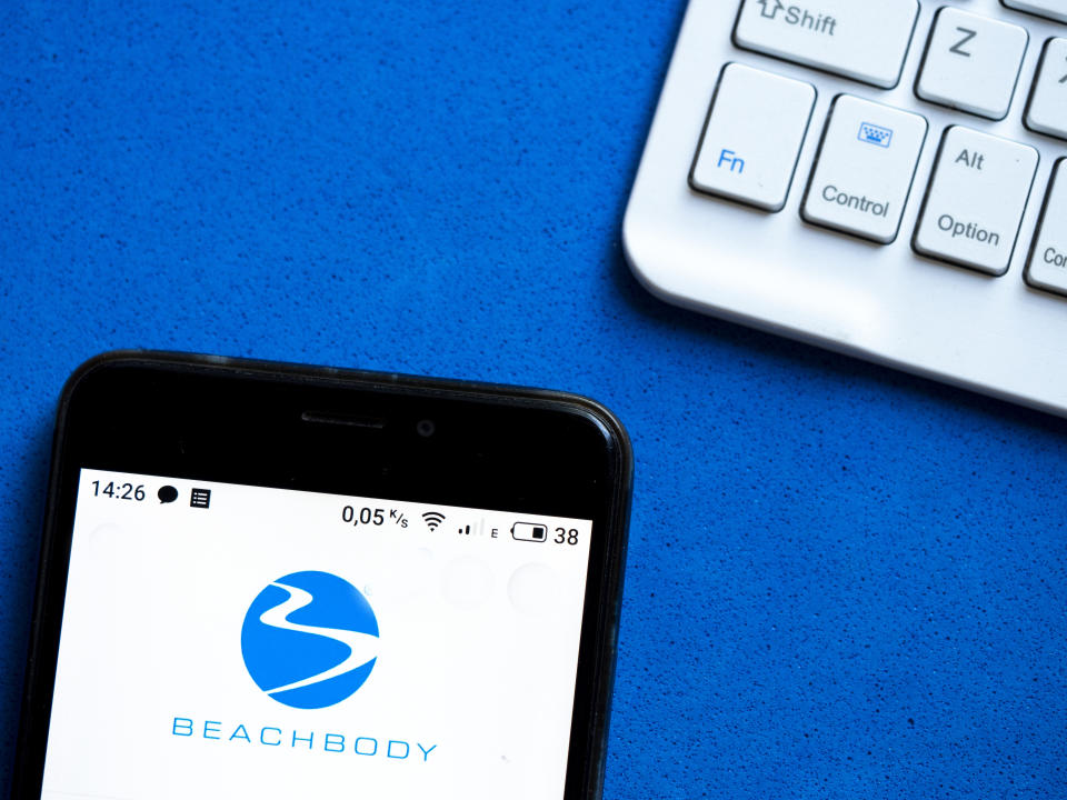 UKRAINE - 2020/08/30: In this photo illustration a BeachBody logo seen displayed on a smartphone. (Photo Illustration by Igor Golovniov/SOPA Images/LightRocket via Getty Images)