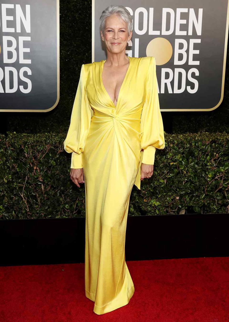 Jamie Lee Curtis Walks the 2023 Golden Globes Red Carpet in a Floor