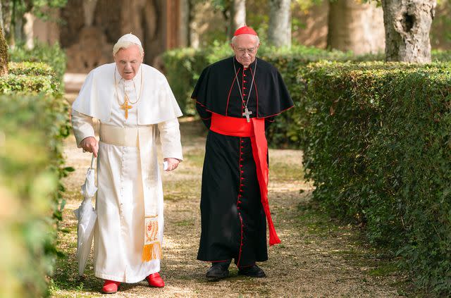 Netflix Anthony Hopkins and Jonathan Pryce in 'The Two Popes,' 2019