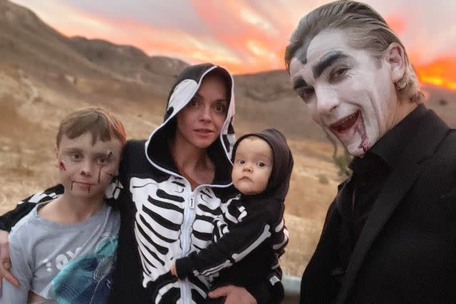 <p>Christina Ricci Instagram</p> Christina Ricci, Mark Hampton, Freddie Heerdegen, and Cleopatra Ricci Hampton dressed up for Halloween.