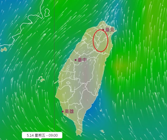 東南風場使得山區有機會出現午後對流。（圖／翻攝自鄭明典臉書）