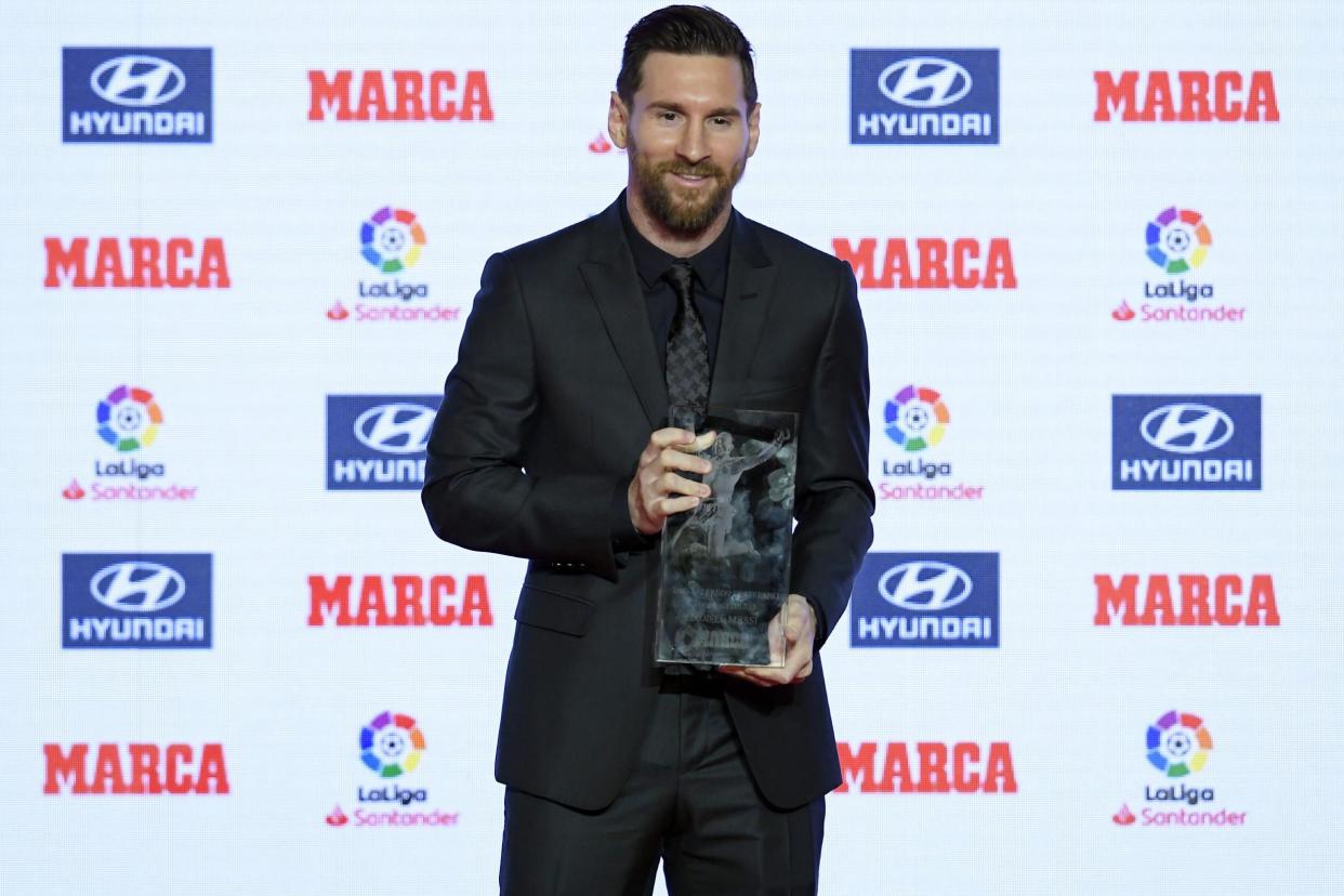 Messi collected the Pichichi award on Monday: AFP/Getty Images