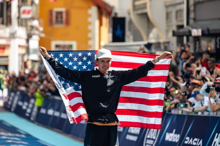 Jim Walmsley wins the 2023 UTMB. (Photo: Luke Webster )