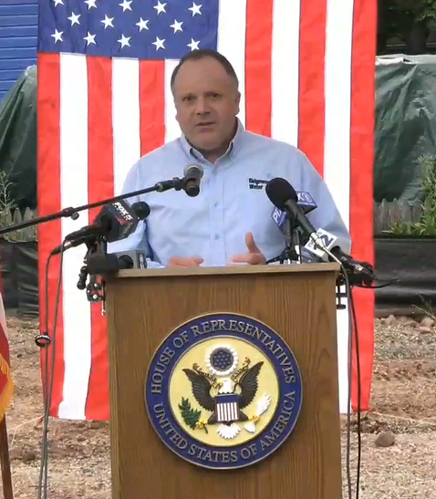 Ridegewood Water Director of Operations Richard Calbi addresses dignitaries at groundbreaking ceremony Monday.