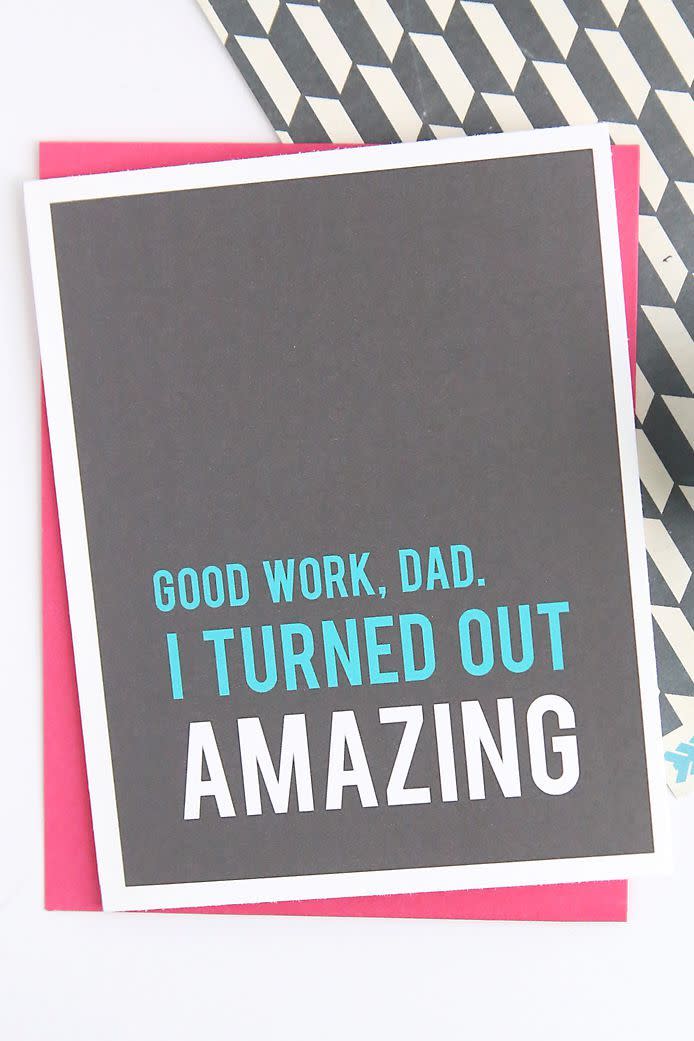 <p>Thank your dad while you make him laugh with this cheeky card. Find other funny cards at the link below.</p><p><strong>Get the printable at <a href="https://www.itsalwaysautumn.com/funny-fathers-day-cards-can-print-home.html" rel="nofollow noopener" target="_blank" data-ylk="slk:It's Always Autumn;elm:context_link;itc:0;sec:content-canvas" class="link ">It's Always Autumn</a>.</strong></p>