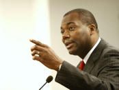 Chicago Public Schools CEO Jean-Claude Brizard delivers a presentation at a Chicago Board of Education meeting on Wednesday, Aug. 22, 2012 in Chicago. (AP Photo/Sitthixay Ditthavong)