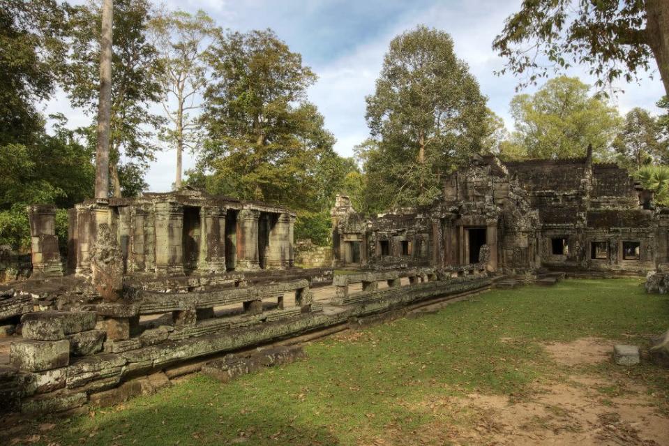 The Preah Khan temple in Angkor Thom was built by the Khmer king Jayavarman VII in the late 12th century AD. Built on the site of the king's victory over the invading Chams in 1191, it is located in the Angkor Archeological Park in Siem Reap, Cambodia, a UNESCO World Heritage Site.