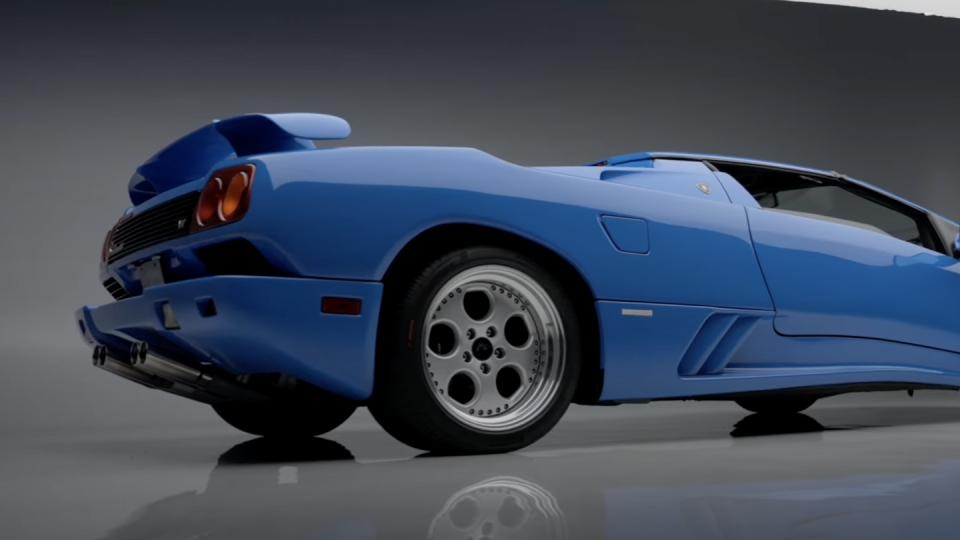 a blue sports car