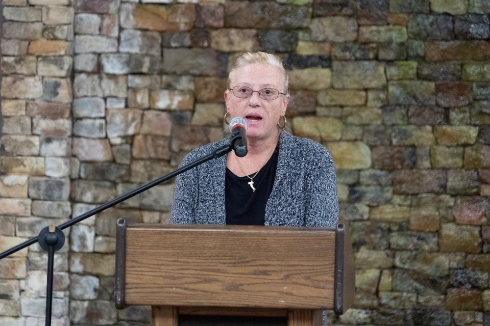 Giovanna Gordon speaks at a “Dining & Dialogue” luncheon in the Orangery at the Cape Fear Botanical Garden. Attendees learned about resources offered by the Cape Fear Regional Vision Resource Center. The event was sponsored by Fayetteville-Cumberland Human Relations.