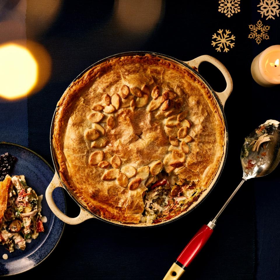 Not time for faff? Chuck all your leftovers all in a big ’ol pie (Gousto)