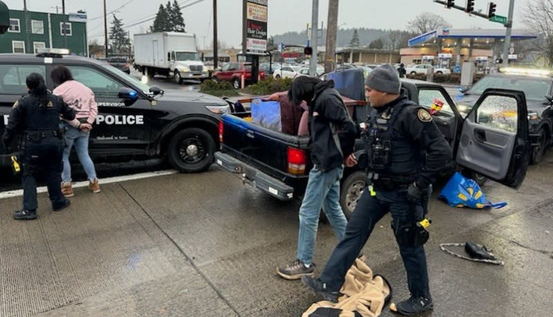 PPB officers during a "retail theft mission" in Portland, December 9, 2023 (PPB East Precinct)