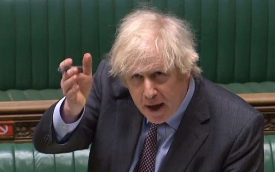 Boris Johnson in the Commons today - AFP