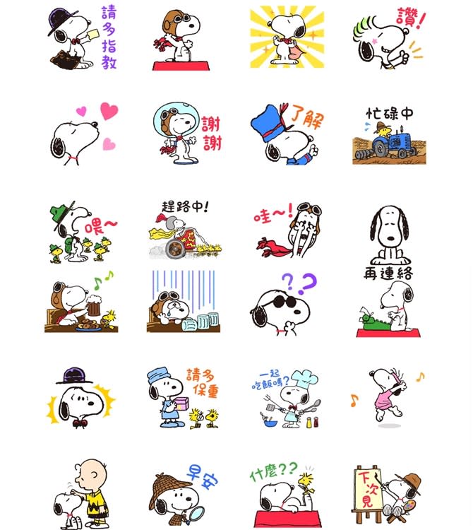 新增貼圖：動畫人物都出動，兩津勘吉、阿甘妙世界跟SNOOPY