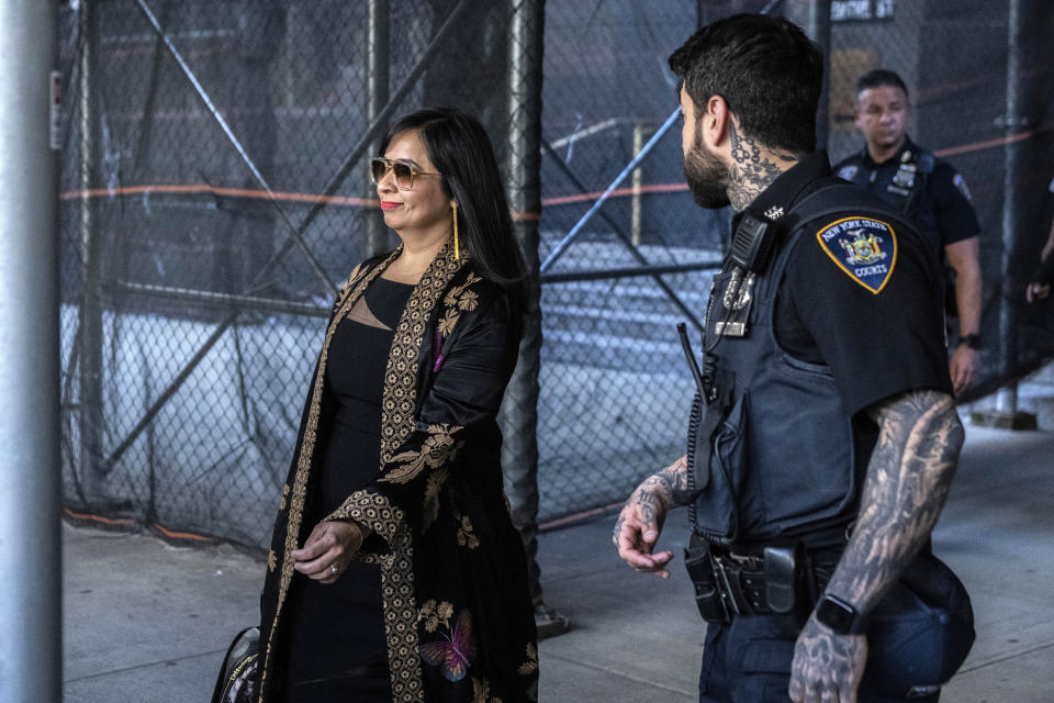 Priya Chaudhry, Jonathan Majors lawyer, leaves Criminal Court after Majors' sentencing in Manhattan on Monday April 8, 2024 in New York. (AP Photo/Brittainy Newman)