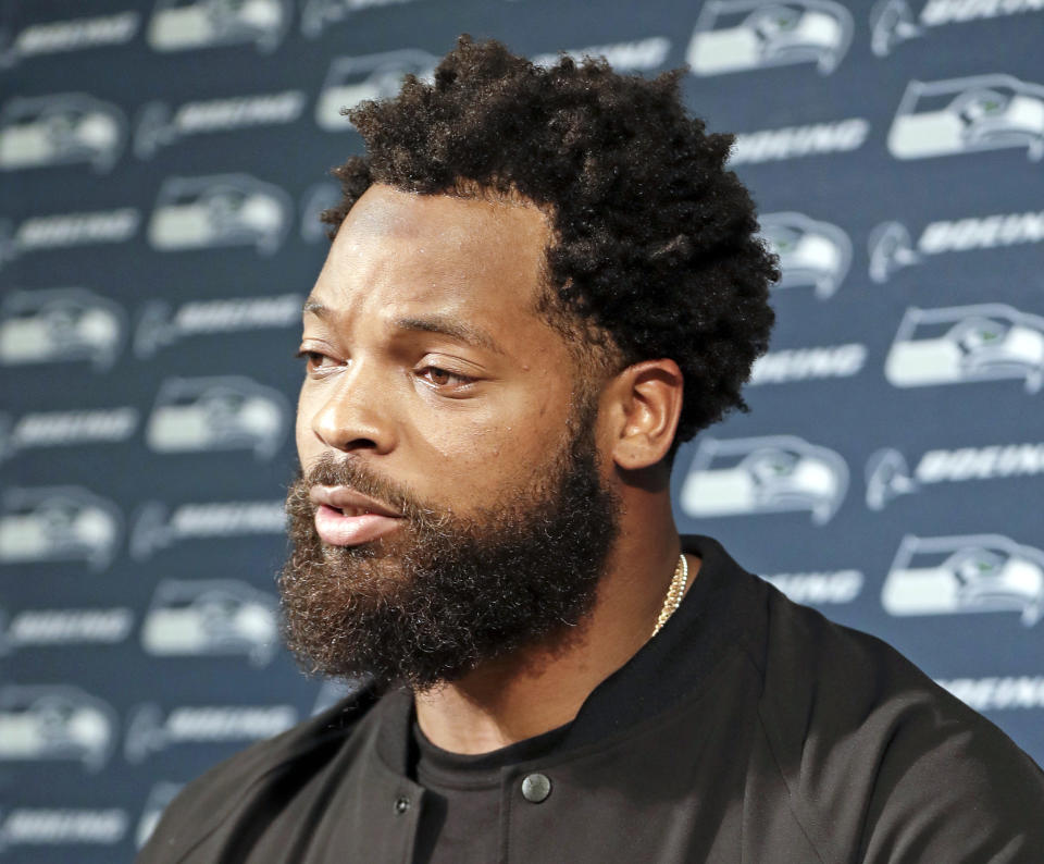 Seattle Seahawks defensive end Michael Bennett was detained by police after a boxing match in Las Vegas in August. (AP)