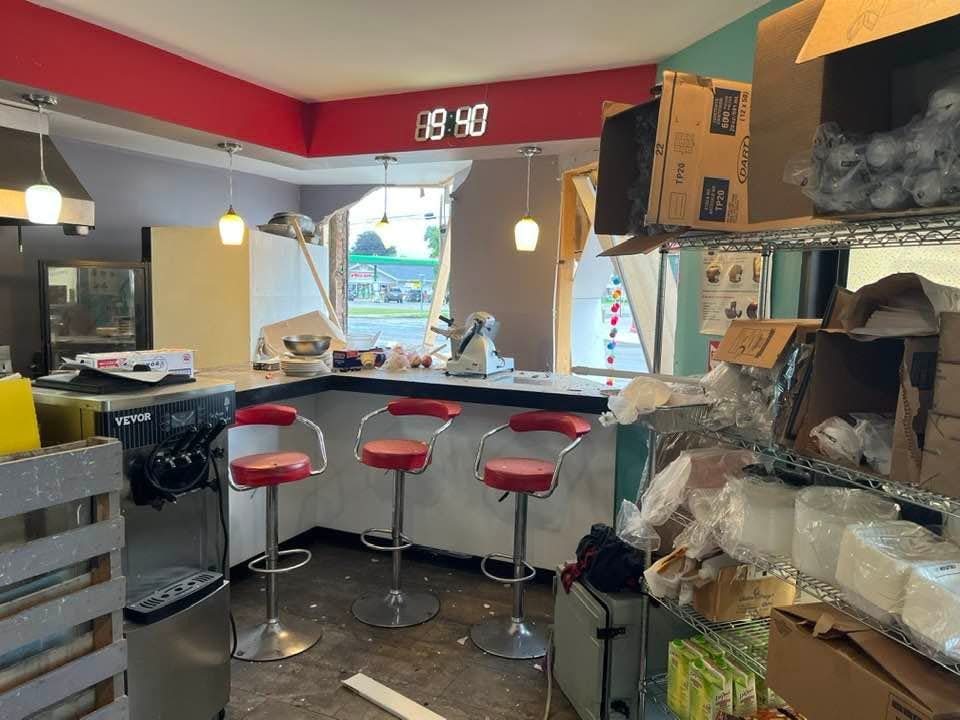 The interior of Annie's Restaurant in Canisteo suffered damage when a motorist struck the building early Monday morning.