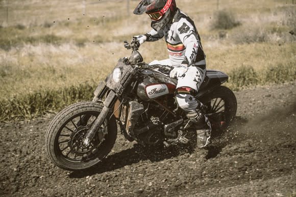 Rider on an Indian Motorcycle FTR1200 Custom