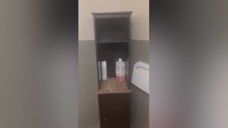 A small hidden camera was discovered inside a public bathroom shelf at a chiropractic office in Valencia, California.