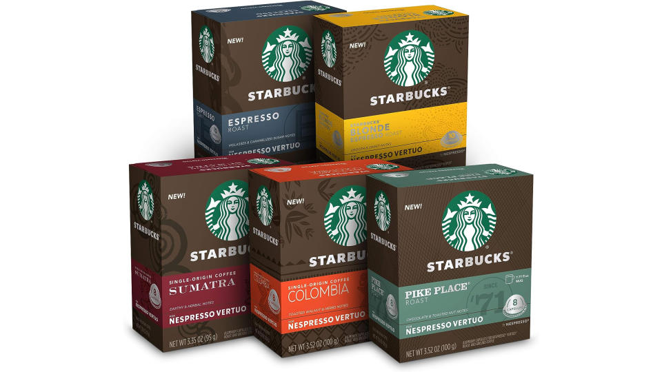 Starbucks by Nespresso Favourite Variety Pack Coffee & Espresso (44-count single-serve capsules, compatible with Nespresso Vertuo Line System). (Photo: Amazon SG)