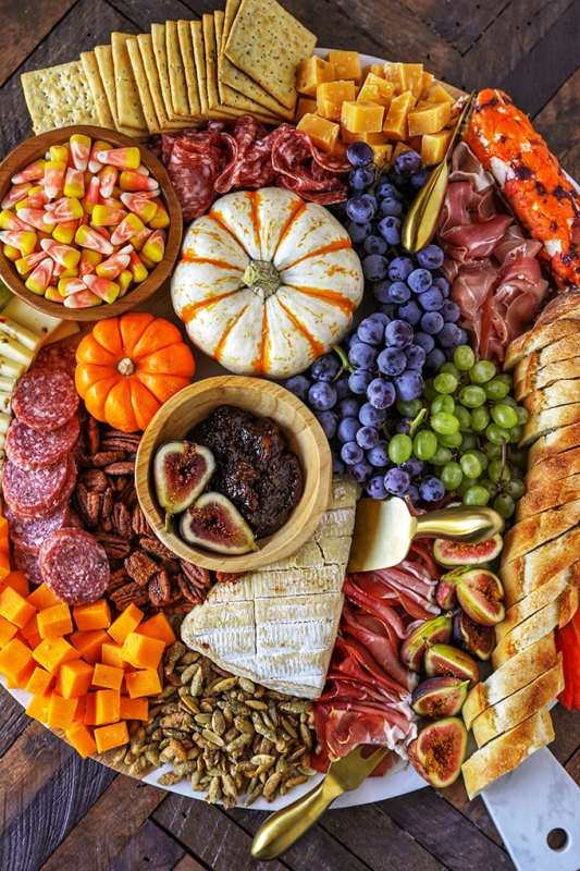 <p>Number 2 Pencil</p><p>This easy-to-make charcuterie board is perfect for parties and can be served as a fun dinner or as an easy fall appetizer for a bigger party. Colorful and packed with delicious meats, cheeses and fresh fruit, I included all my best tips for how to make a charcuterie board!</p><p><strong>Get the recipe: <a href="https://www.number-2-pencil.com/harvest-charcuterie-board-easy-fall-appetizer/" rel="nofollow noopener" target="_blank" data-ylk="slk:Harvest Charcuterie Board;elm:context_link;itc:0;sec:content-canvas" class="link rapid-noclick-resp">Harvest Charcuterie Board</a></strong></p>