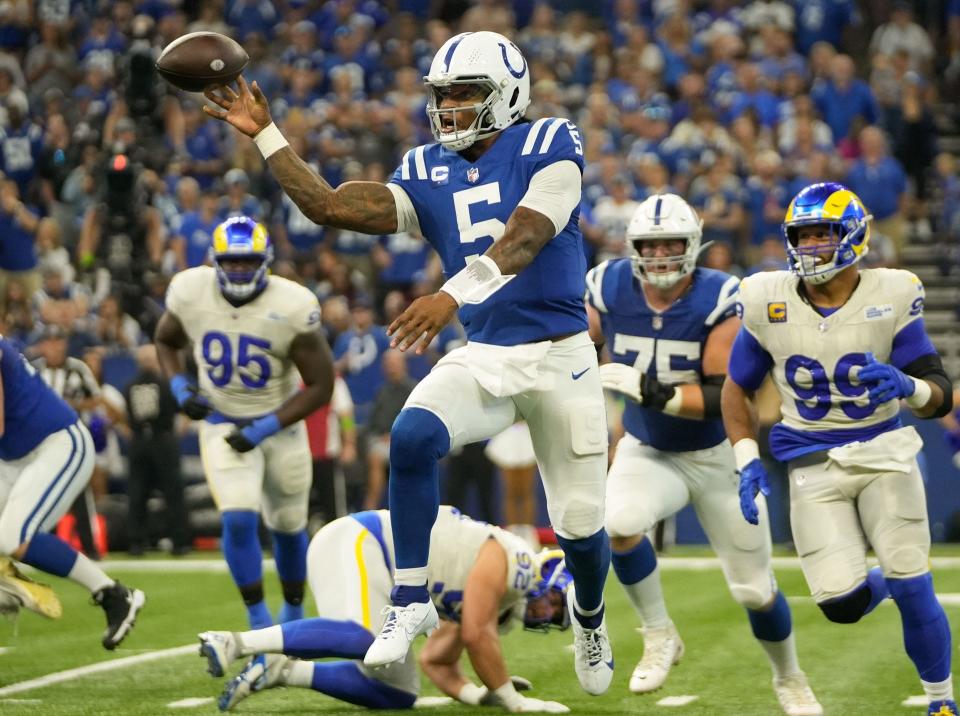 Indianapolis Colts rookie quarterback Anthony Richardson generated 8.1 yards per attempt in his final two starts before suffering a season-ending shoulder injury.