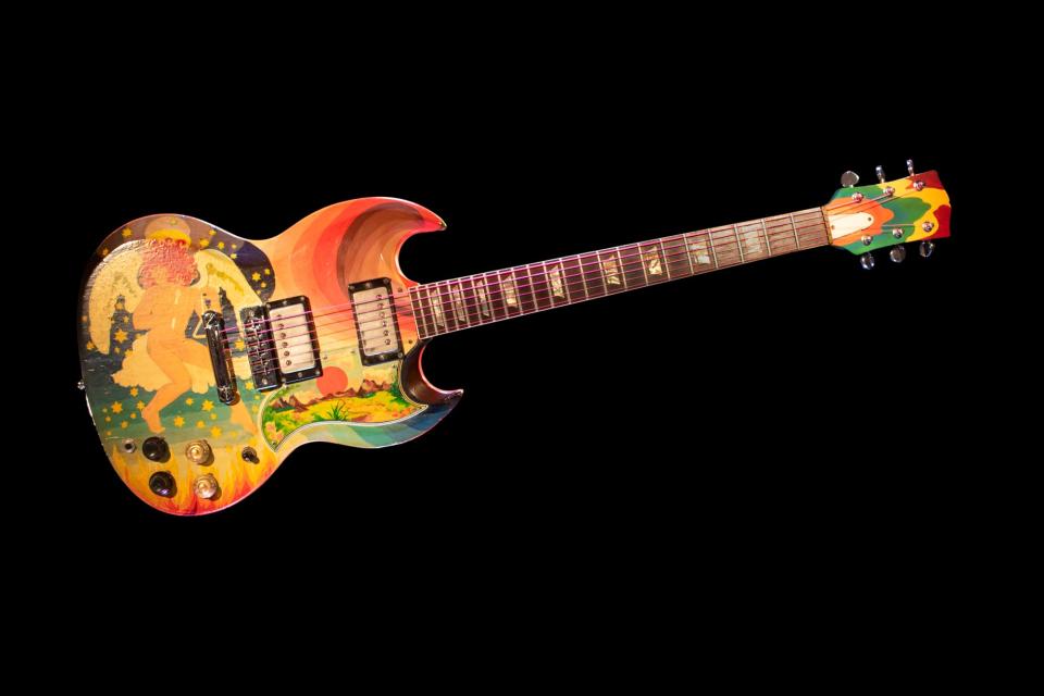Eric Clapton's painted guitar, which is estimated at $1 to 2 million, and will be auctioned off in Nashville.