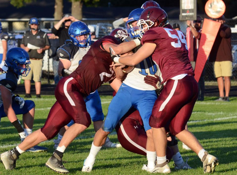 Charlevoix remains one of the highest ranked teams in Division 7 for playoff points, led by a defense of Landon Swanson (left), Nate Claflin (right) and others.