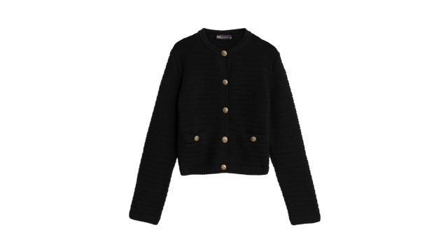 Cotton Blend Textured Knitted Jacket, M&S Collection