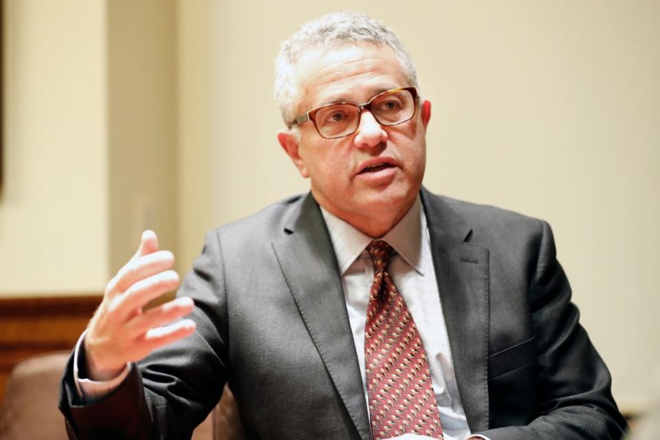 CNN legal analyst Jeffrey Toobin is one of the members of the Zoom call, which Politico revealed, takes place on Fridays. Hearst Newspapers via Getty Images