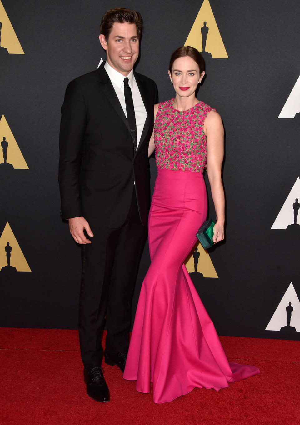 HOLLYWOOD, CA - NOVEMBER 08: Actor John Krasinski (L) and actress Emily Blunt attend the Academy Of Motion Picture Arts And Sciences’ 2014 Governors Awards at The Ray Dolby Ballroom at Hollywood & Highland Center on November 8, 2014 in Hollywood, California.