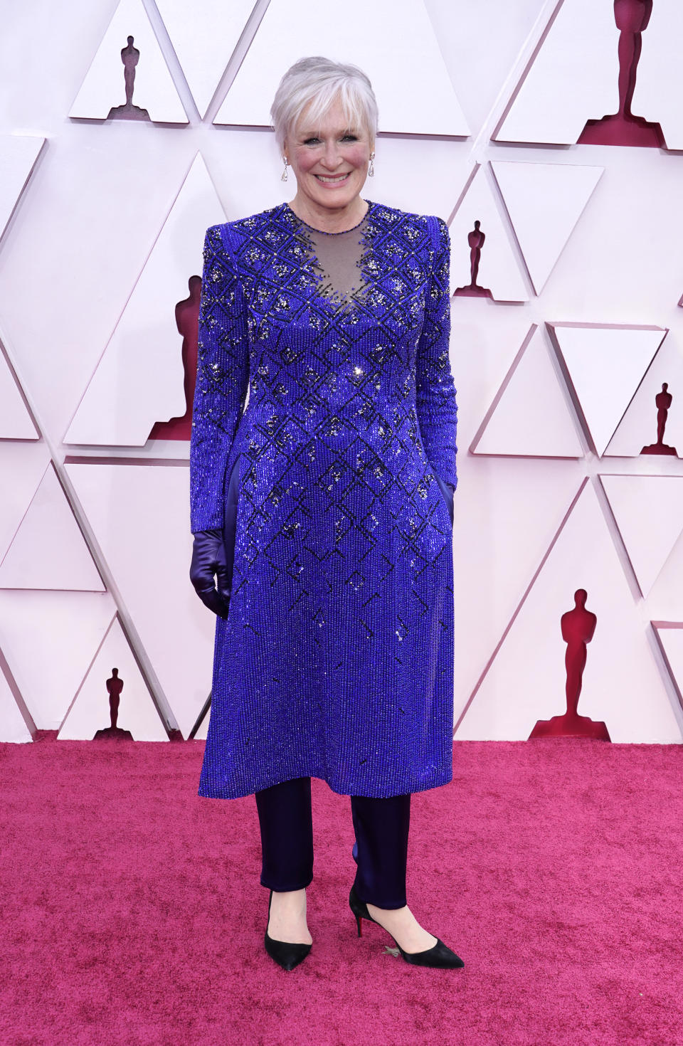 Glenn Close llega a los Oscar el domingo 25 de abril de 2021 en Union Station en Los Angeles. Close charló con The Associated Press sobre su récord de 8 nominaciones en los Oscar. (Foto Chris Pizzello/Invision/AP, archivo)