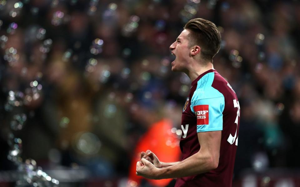 Defender Reece Burke scores his first goal for West Ham after returning from a loan spell with Bolton - Getty Images Europe
