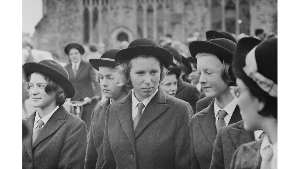 A teenage Prince Anne with other students