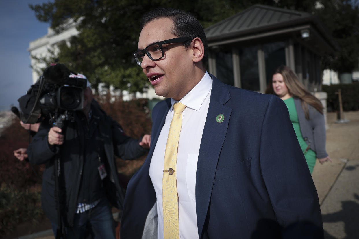 Rep. George Santos leaves the U.S. Capitol.