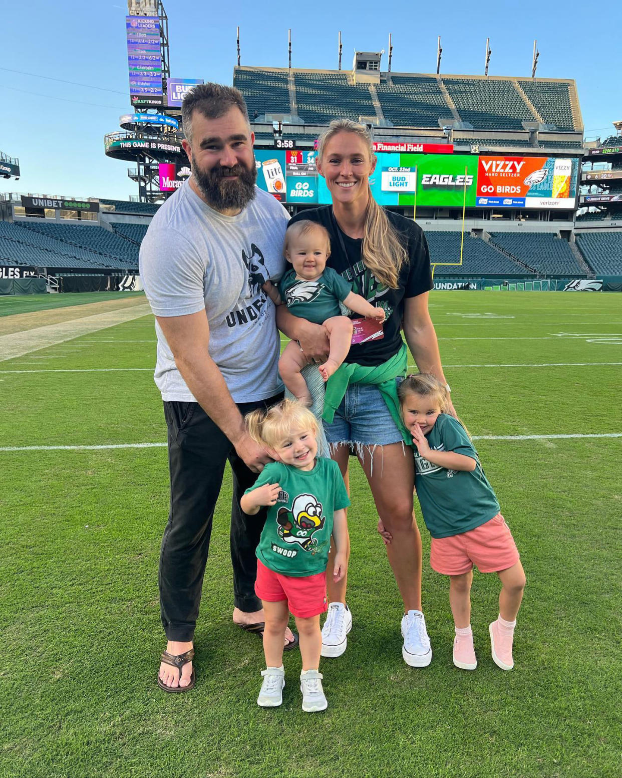 Jason Kelce Wife Kylie Celebrates Youngest Daughter's 1st Official Eagles Game