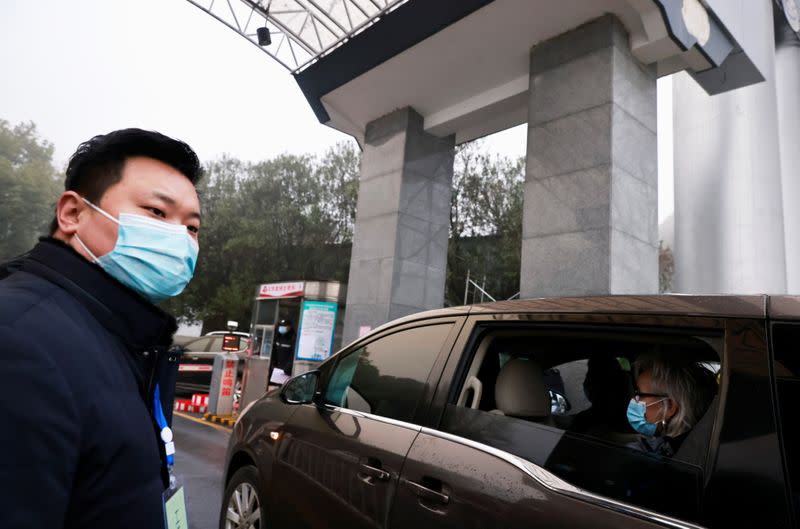 Members of the World Health Organization (WHO) team tasked with investigating the origins of the coronavirus disease (COVID-19) visit the Hubei provincial center for disease control in Wuhan