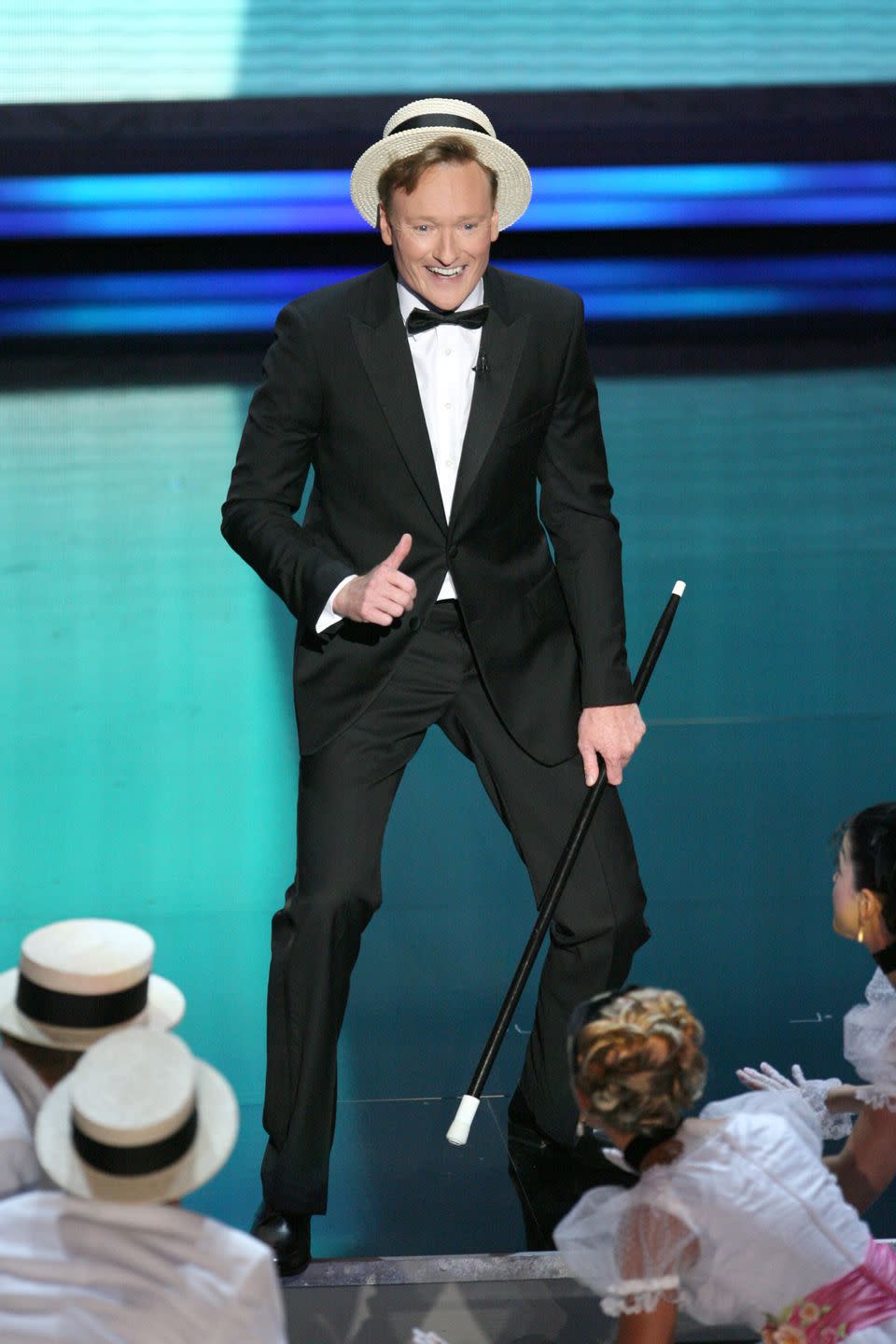 <p>Conan O'Brien performs an opening dance number as he hosts the 58th Annual Primetime Emmy Awards.</p>