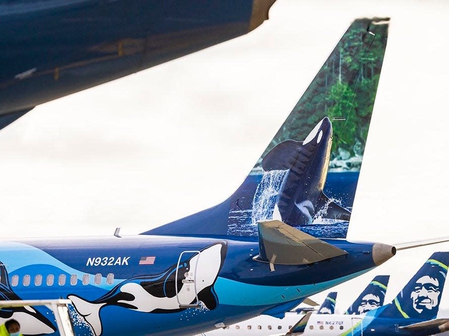 Alaska Airlines orca livery.