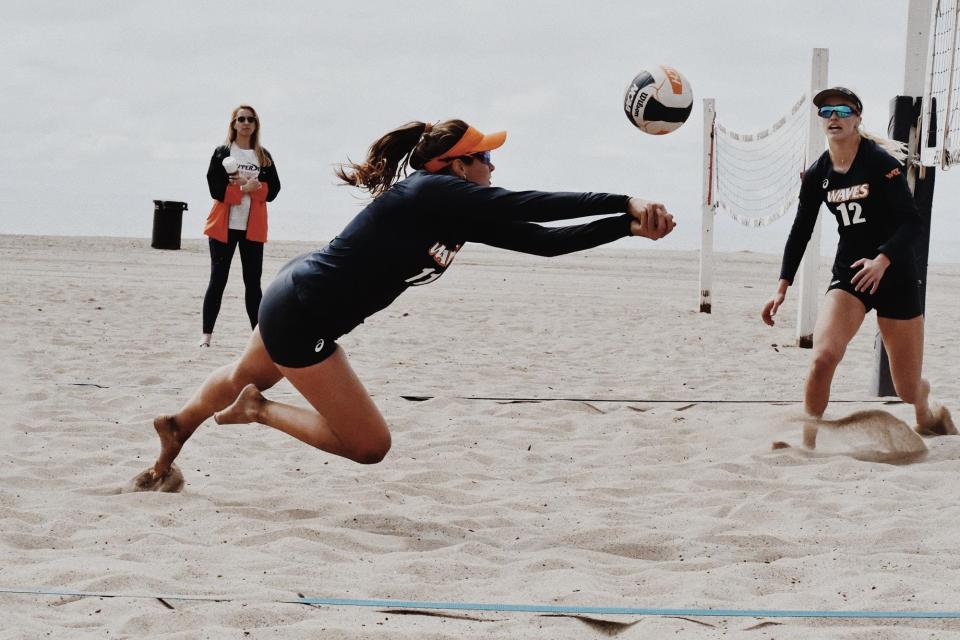 Carly Skjodt as a women's beach volleyball player at Pepperdine University.