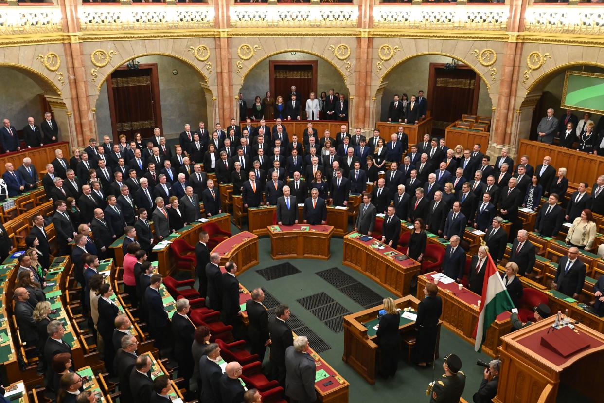 La Asamblea Nacional de Hungría durante la sesión de constitución parlamentaria tras las elecciones de abril de 2022. (Foto: Attila Kisbenedek / AFP / Getty Images).