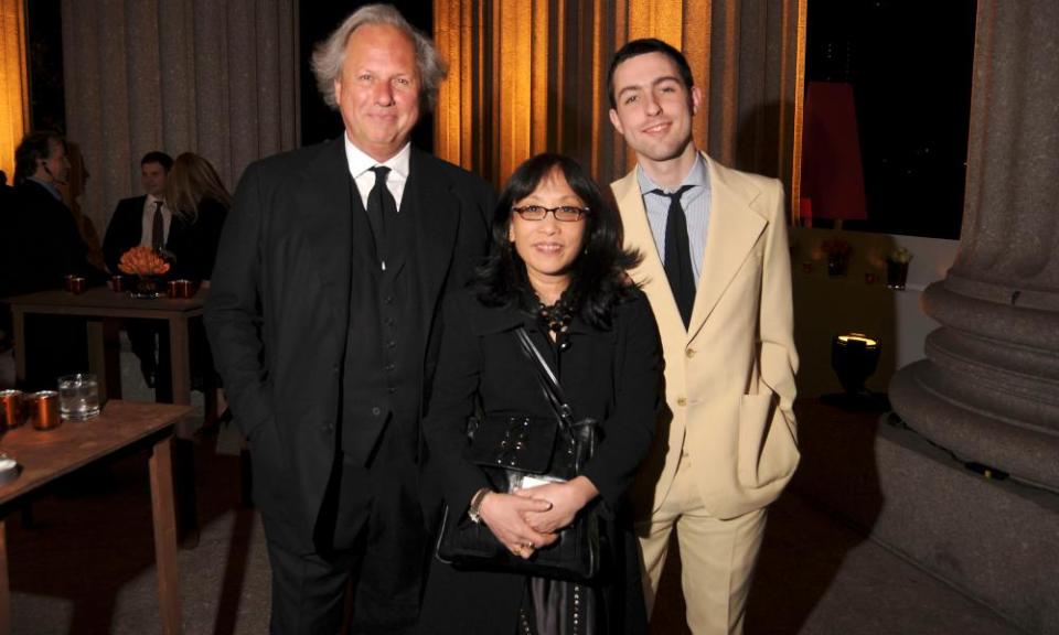 Graydon Carter, left, seen with Michiko Kakutani and his son Ash.